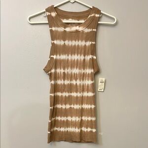 Aerie Brown and White Sleeveless Ribbed Muscle Tee